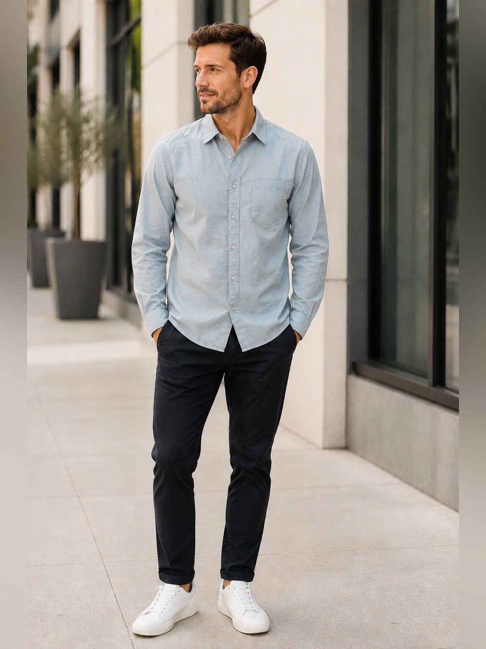 AG Adriano Goldschmied Aiden Chambray Shirt Men’s M NWT $98